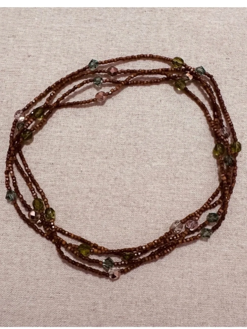 Lord & Taylor | Necklace | Vintage Bead Necklace in Brown, Green & Copper